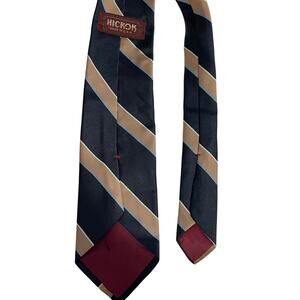 Vintage Hickok Striped Blue & Cream Silk Type Necktie Made in The USA Tie